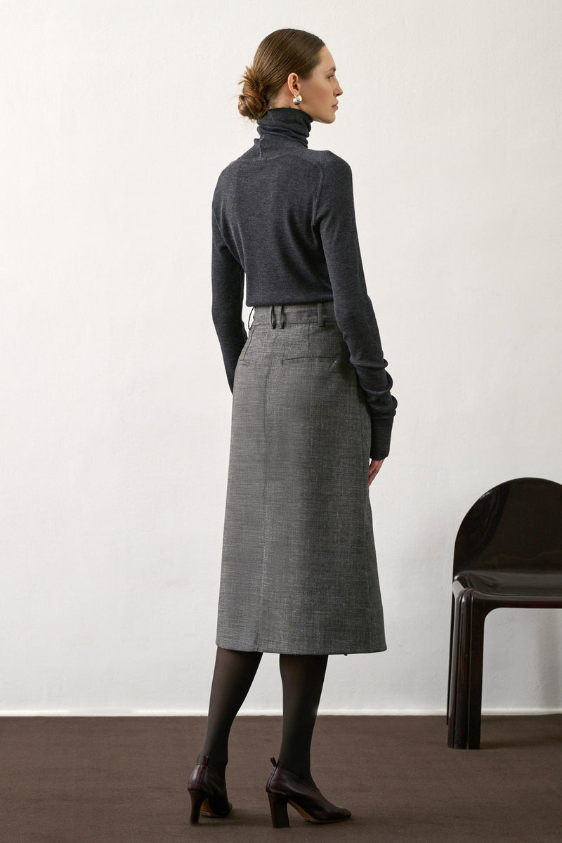 Varna Wool-Blended Pleated Skirt