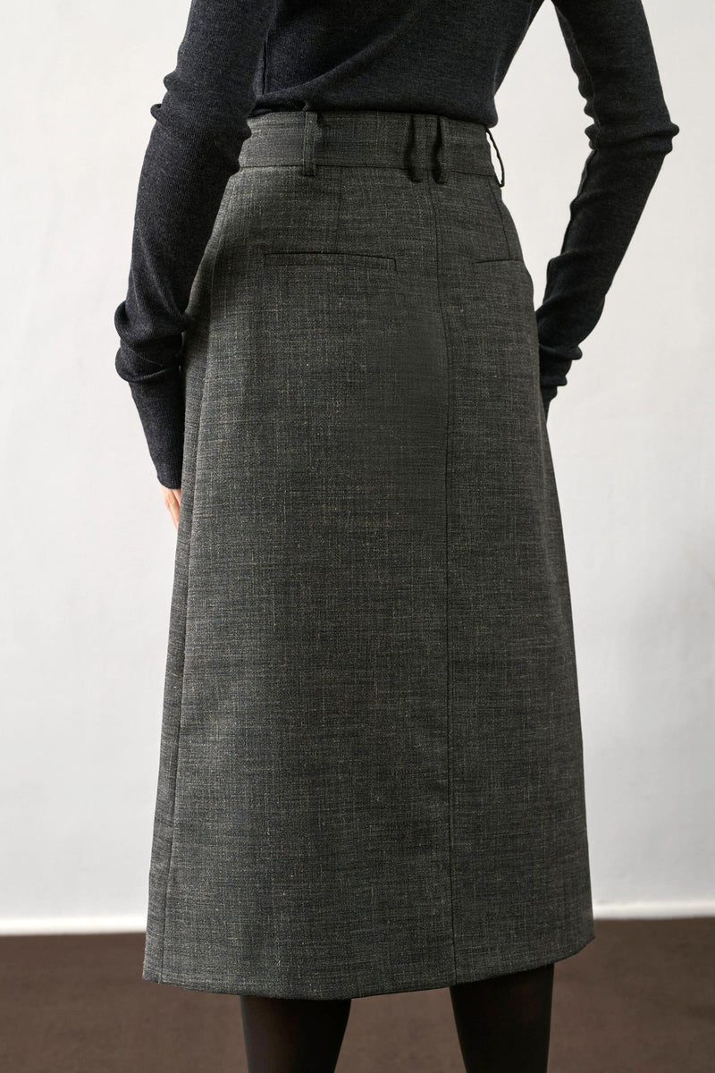 Varna Wool-Blended Pleated Skirt