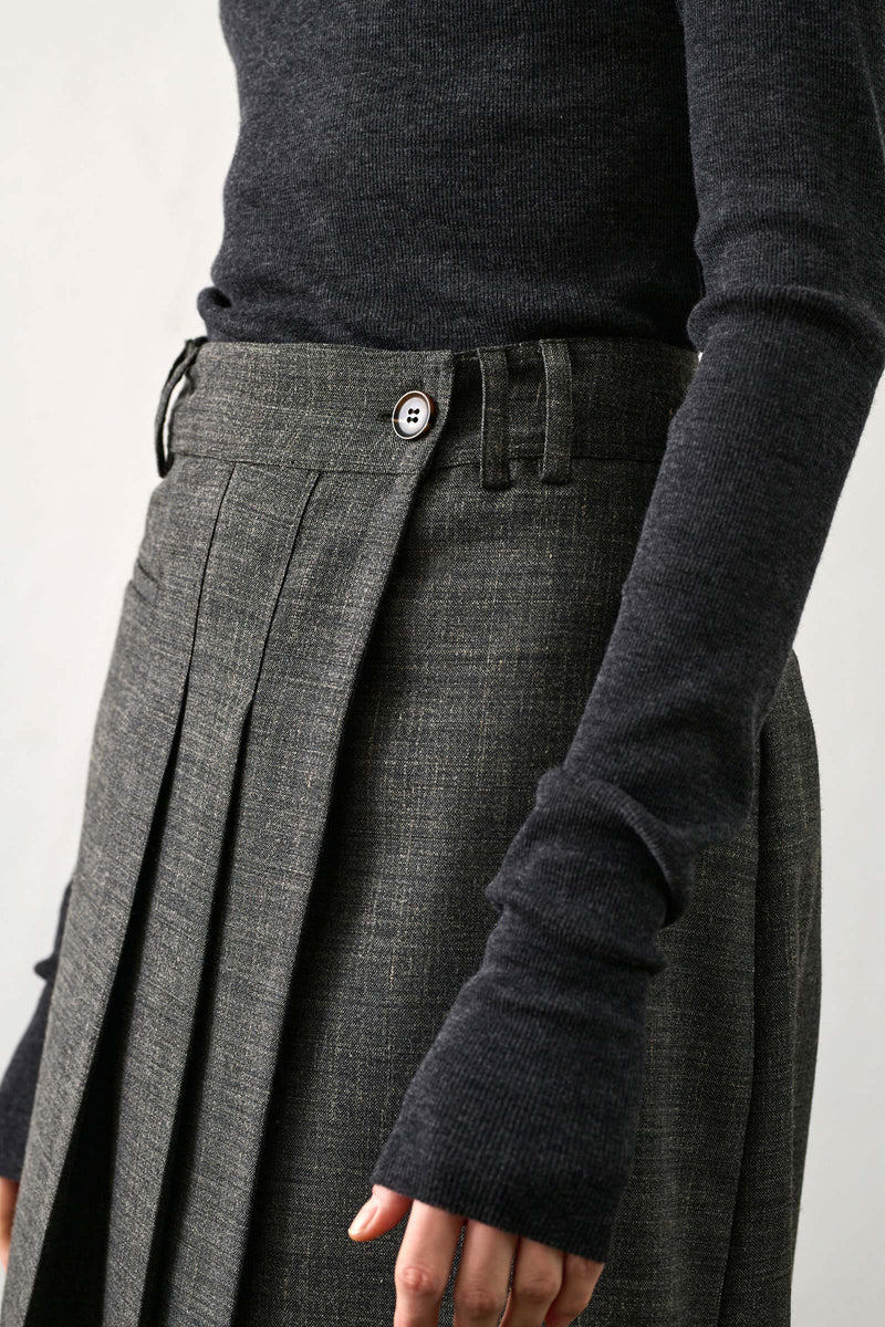 Varna Wool-Blended Pleated Skirt