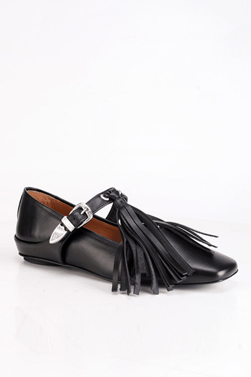 Tassel and Leather Ballerinas