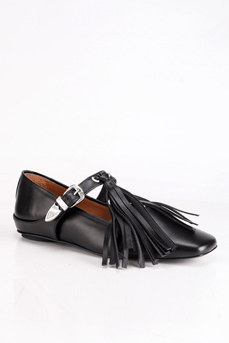 Tassel and Leather Ballerinas