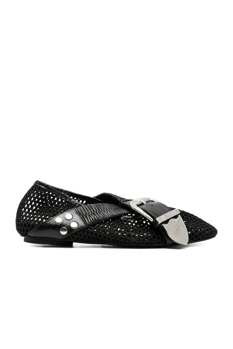 Mesh and Leather Ballerinas