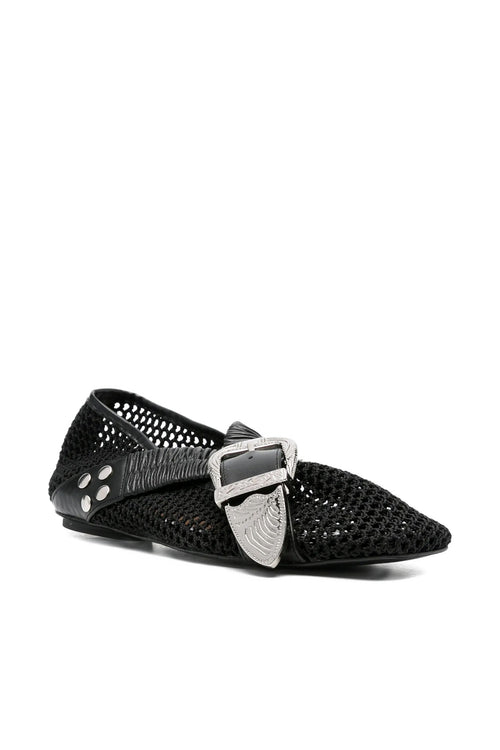 Mesh and Leather Ballerinas