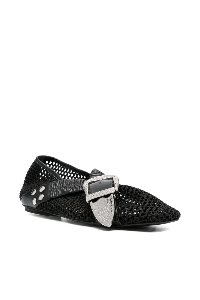 Mesh and Leather Ballerinas