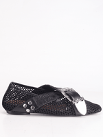 Mesh and Leather Ballerinas