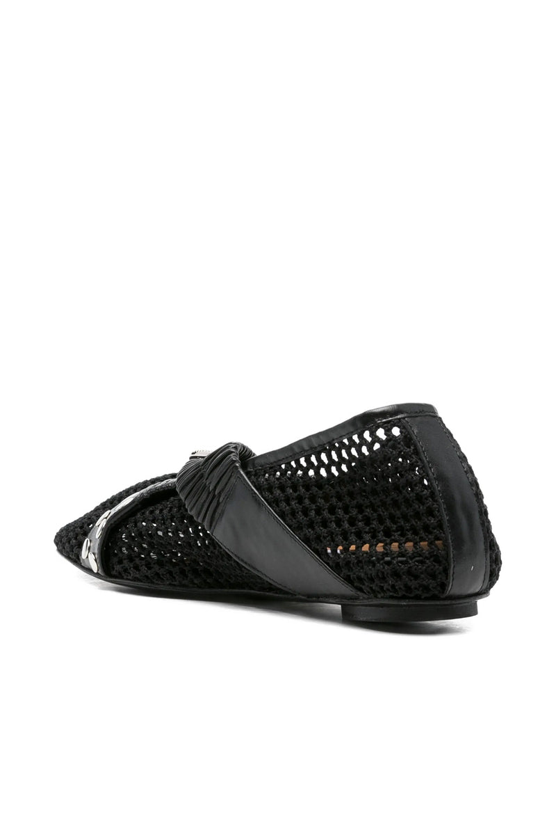 Mesh and Leather Ballerinas