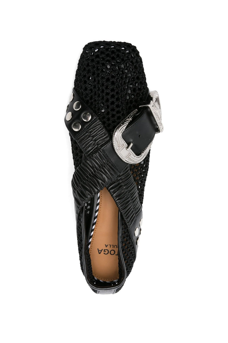 Mesh and Leather Ballerinas