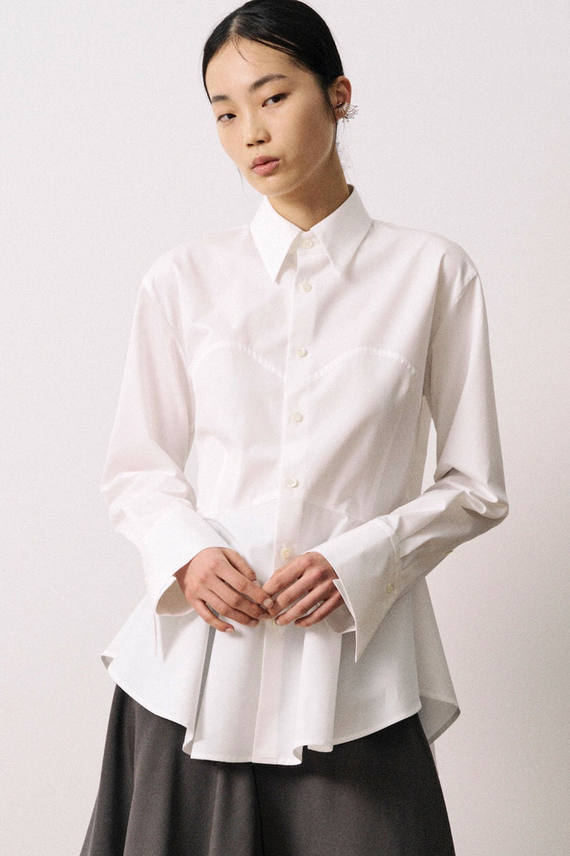 Cotton Peplum Hem Shirt