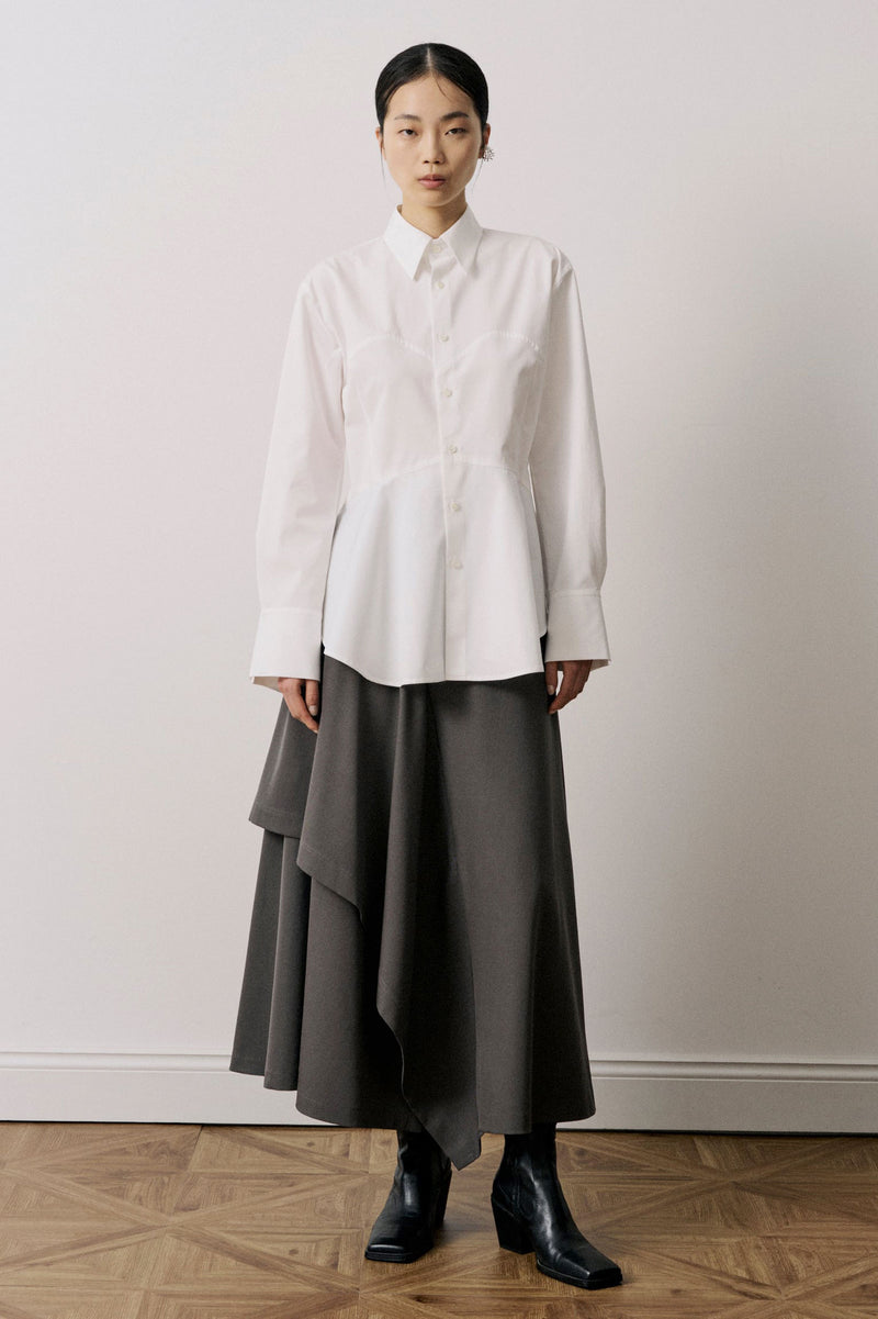 Cotton Peplum Hem Shirt