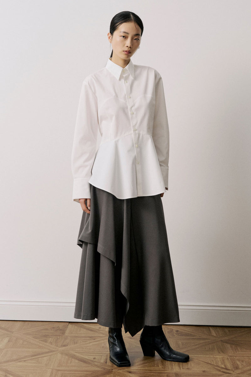 Cotton Peplum Hem Shirt