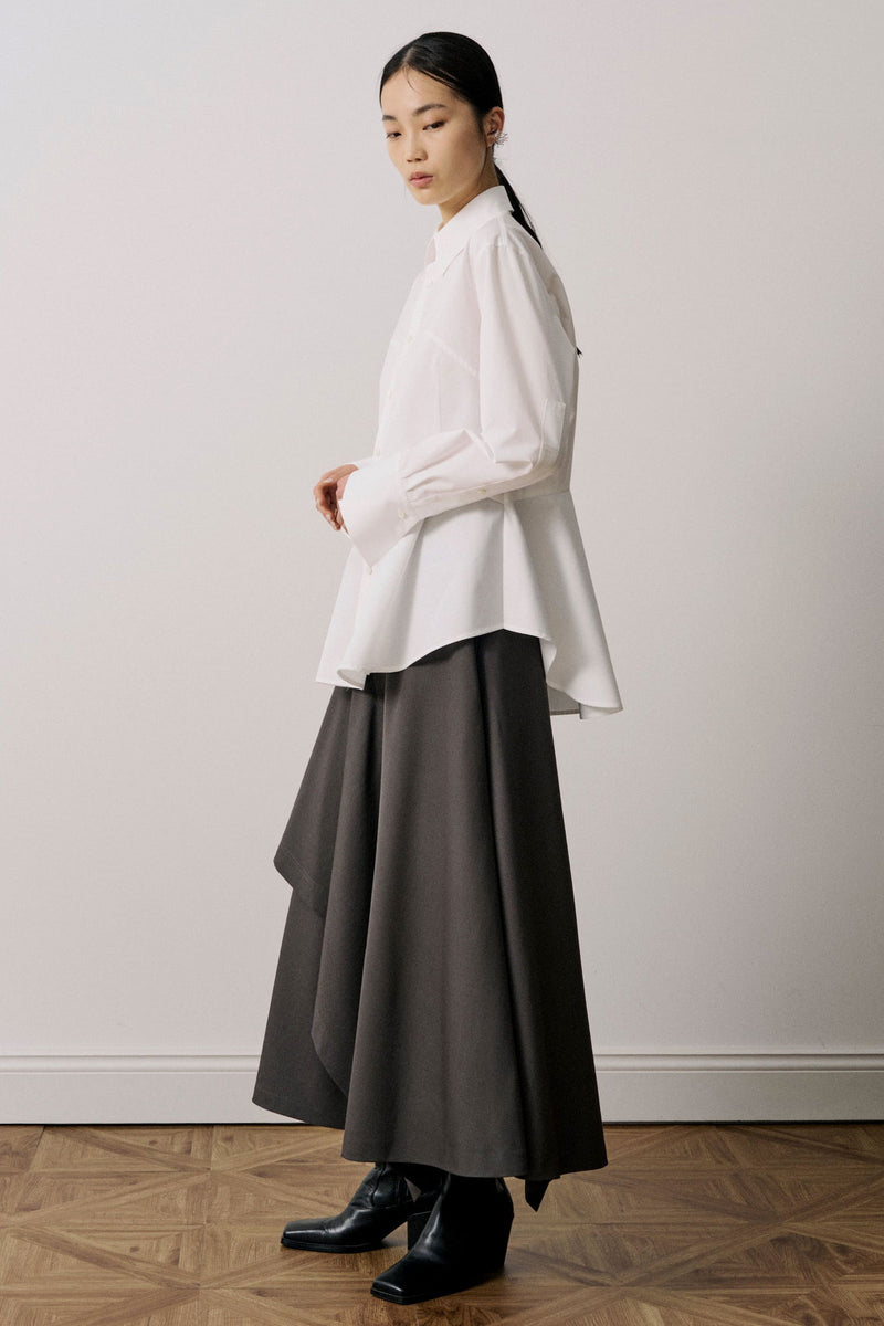 Cotton Peplum Hem Shirt