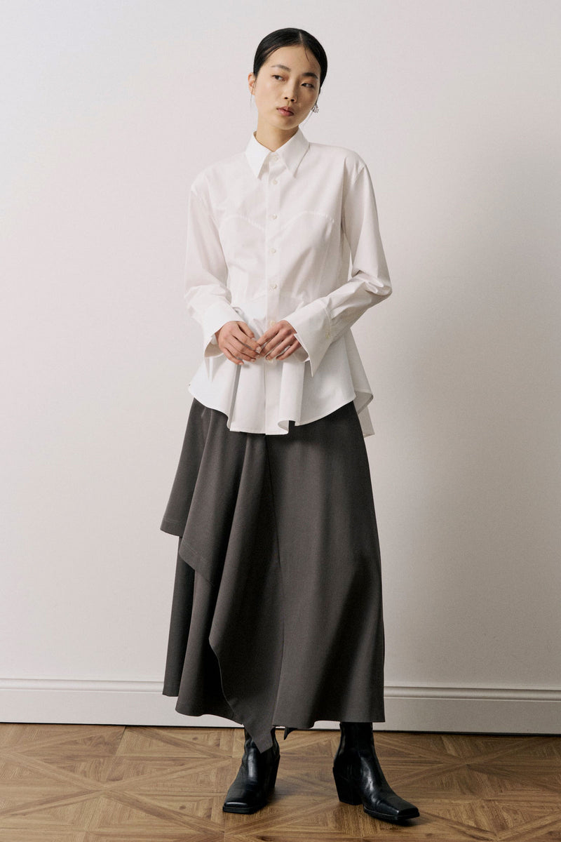 Cotton Peplum Hem Shirt