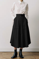 Wool Gabardine Work Flare Skirt