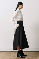 Wool Gabardine Work Flare Skirt