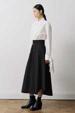 Wool Gabardine Work Flare Skirt