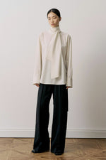 Wool-Blended Bow-Tie Blouse