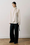 Wool-Blended Bow-Tie Blouse