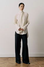 Wool-Blended Bow-Tie Blouse