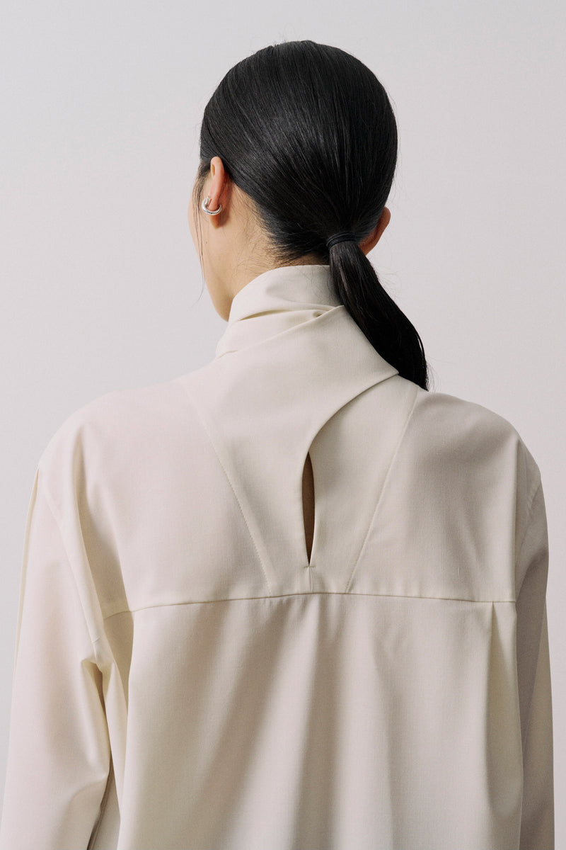 Wool-Blended Bow-Tie Blouse