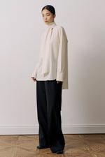 Wool-Blended Bow-Tie Blouse
