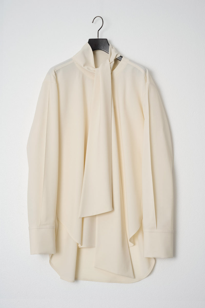 Wool-Blended Bow-Tie Blouse