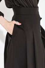 Double Belt Pleats Wool Skirt