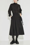 Double Belt Pleats Wool Skirt
