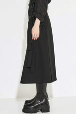 Double Belt Pleats Wool Skirt