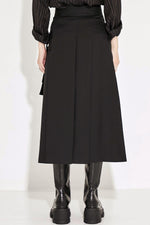 Double Belt Pleats Wool Skirt