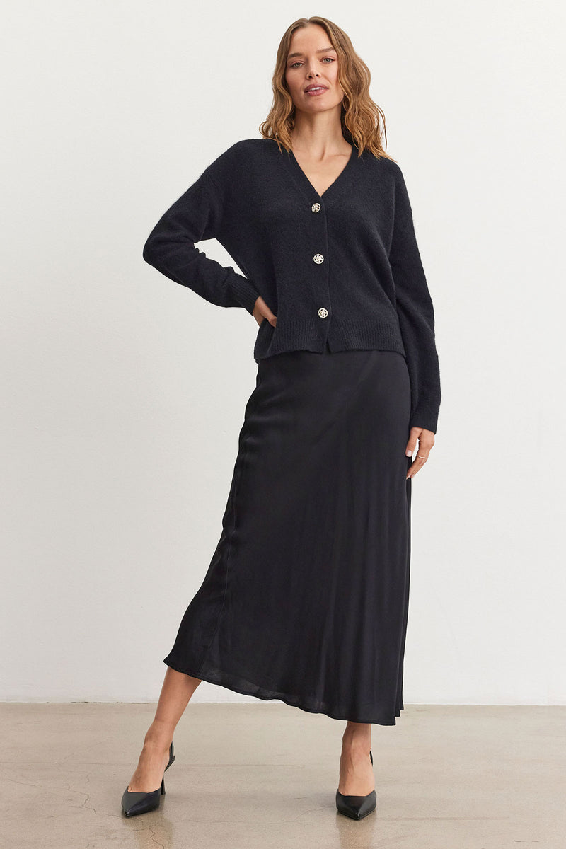 Cadence Satin Midi Skirt