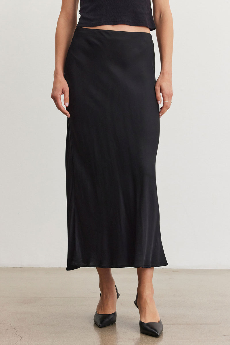 Cadence Satin Midi Skirt