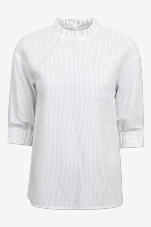 MEADOW Striped Ruffle Collar Top