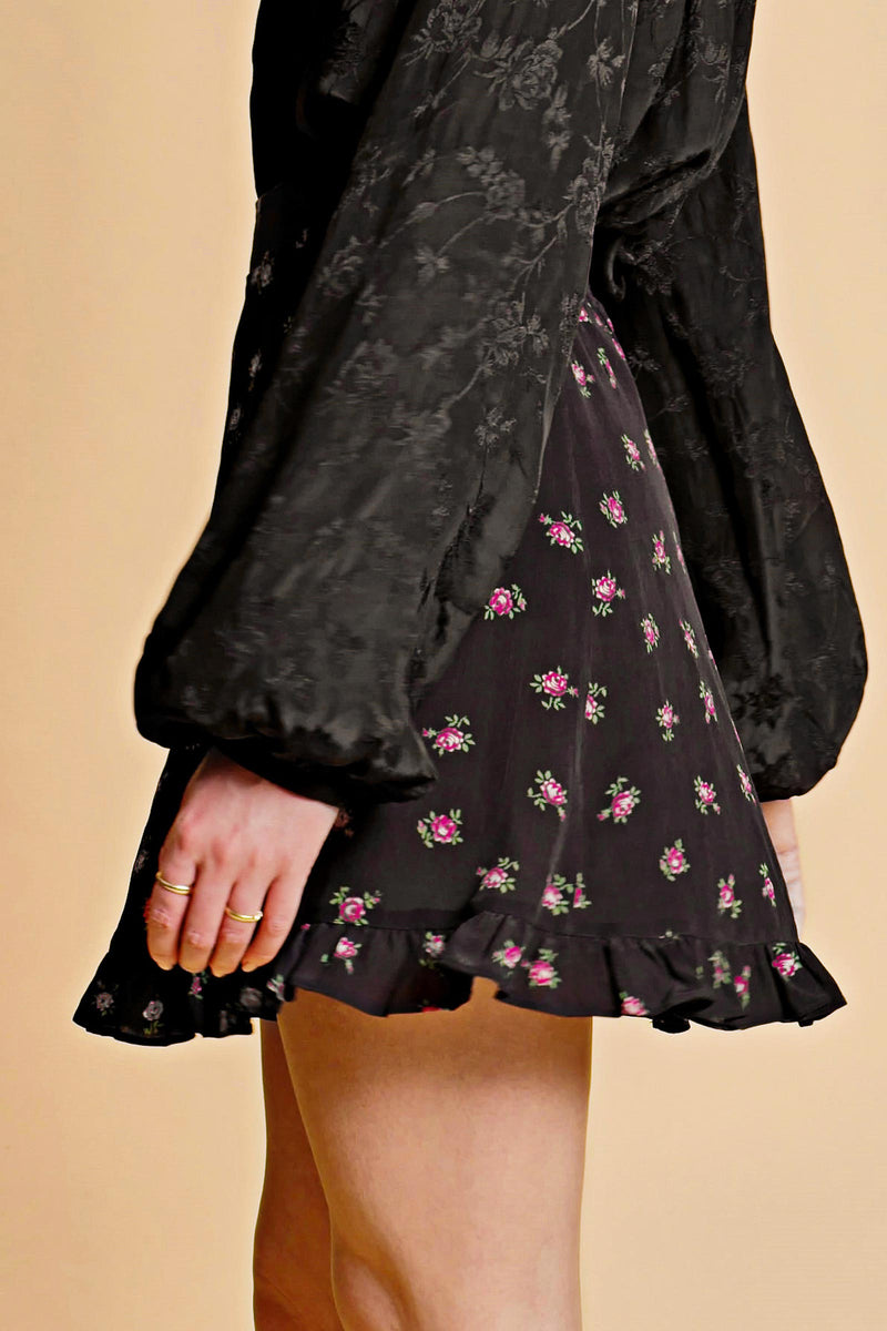 Autumn Floral-Print Viscose Skirt