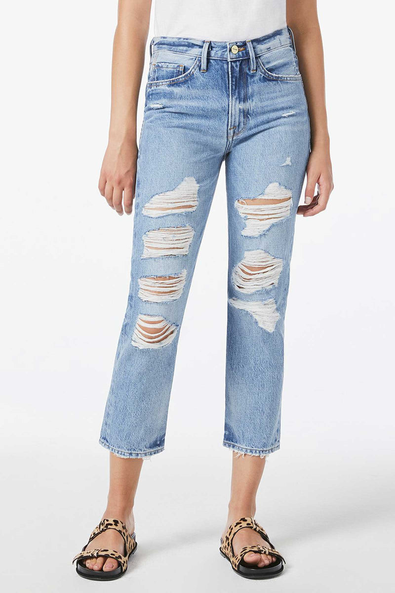 LE PIPER Ripped Straight-Leg Jeans