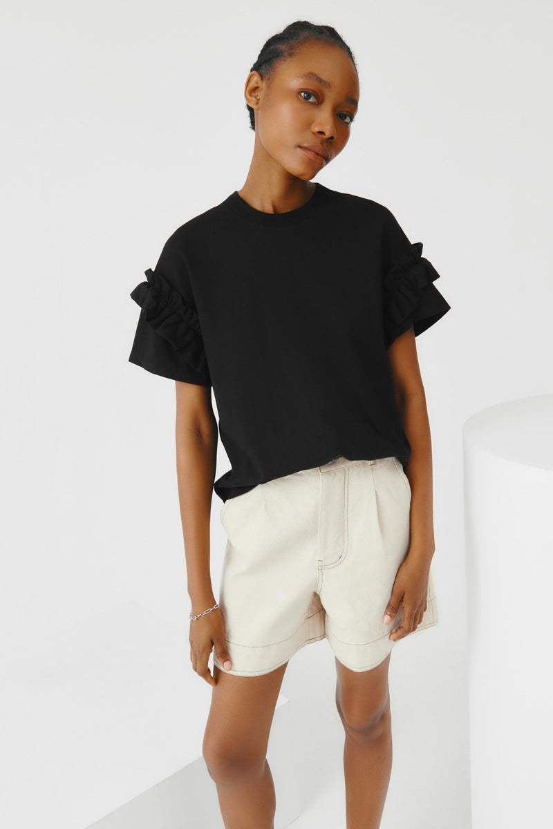 Frill Sleeve Cotton Tee