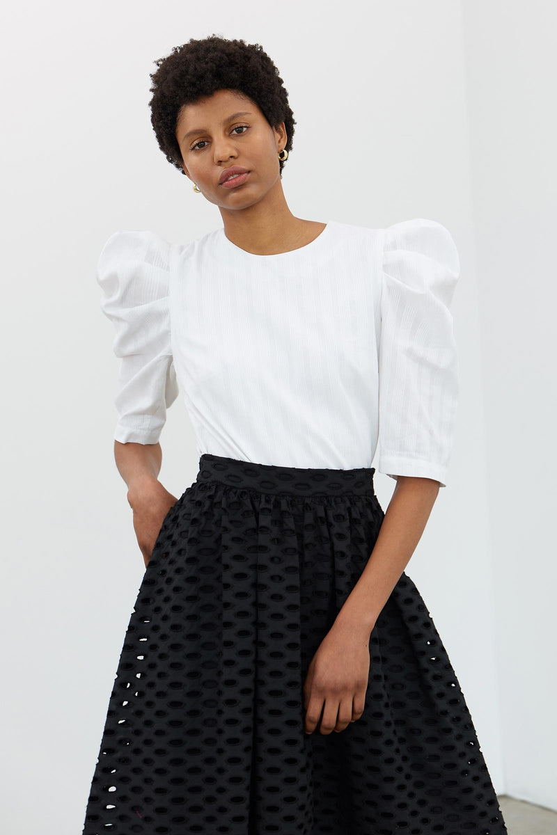 CECELIA Eyelet Cotton Midi-Skirt