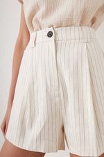 Ilena Pinstripe Linen-Blended Shorts