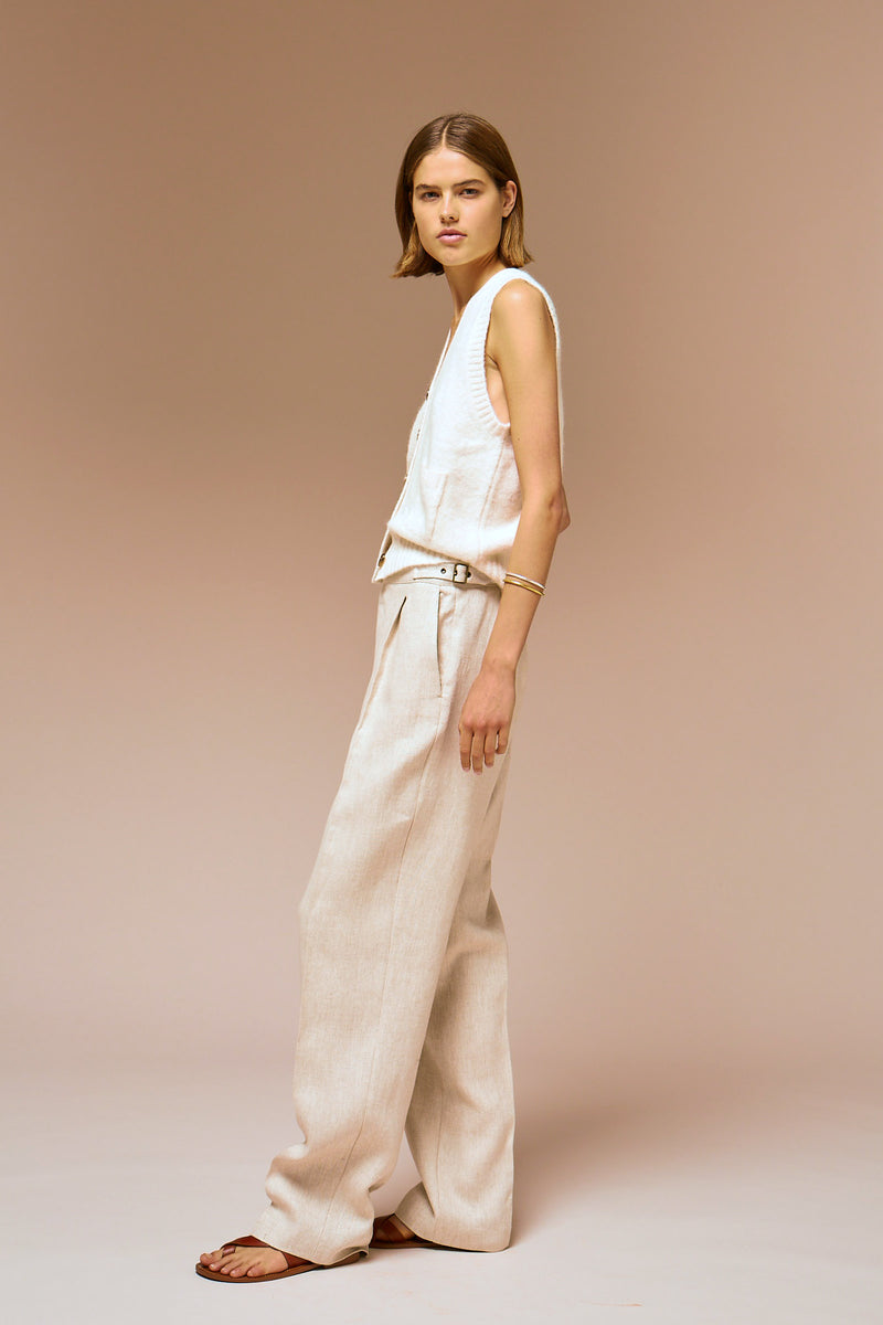 MARIO Wide-Leg Linen Trousers