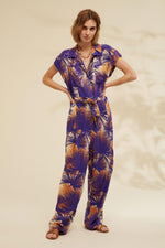 Hello Printed Linen Jumpsuit