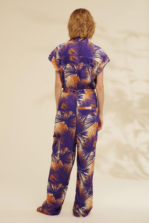 Hello Printed Linen Jumpsuit
