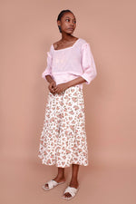 MAGNOLIA Roses-Print Cotton Midi-Skirt