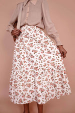 MAGNOLIA Roses-Print Cotton Midi-Skirt
