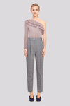 One-Shoulder Lurex Ruffle Pullover